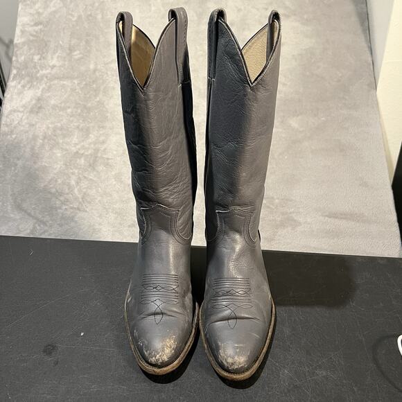 Frye Cowboy Boots Mens 10 D Grey Leather Distressed Western Boots - Picture 2 of 9